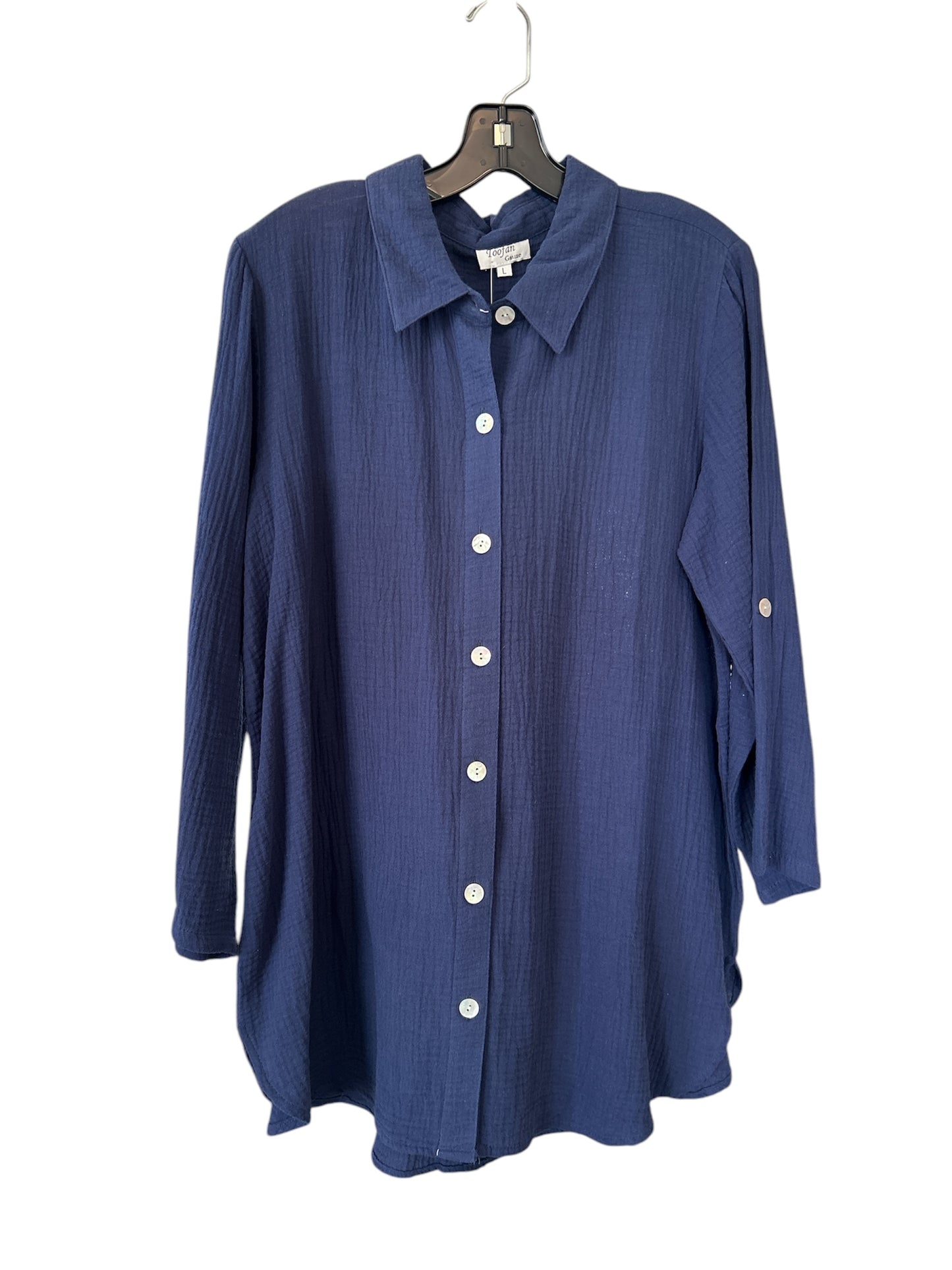 Toofan | Back Button Detail Gauze Big Shirt | Navy