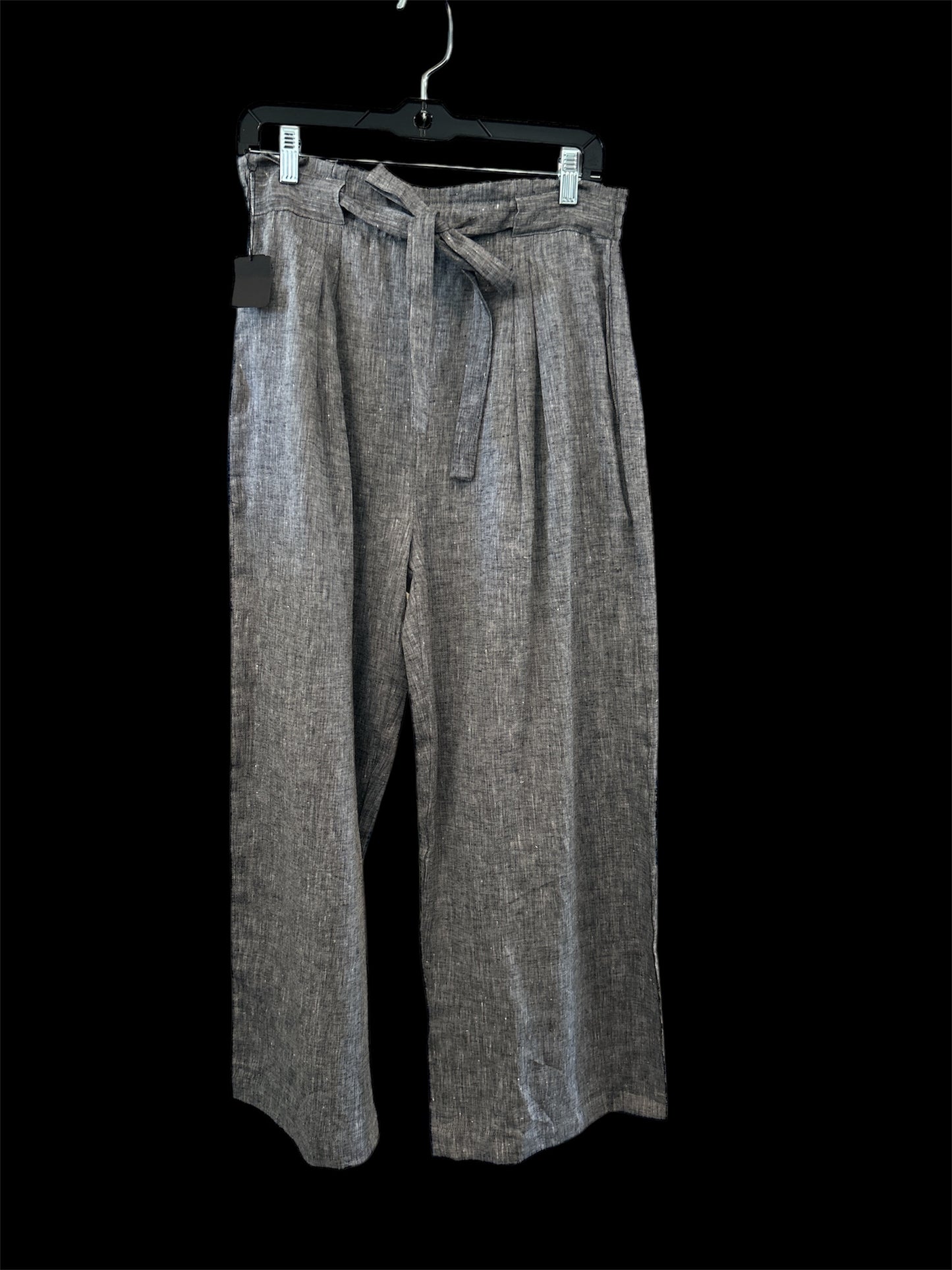 APNY | Crop Wide Leg Linen Pant | Black/White