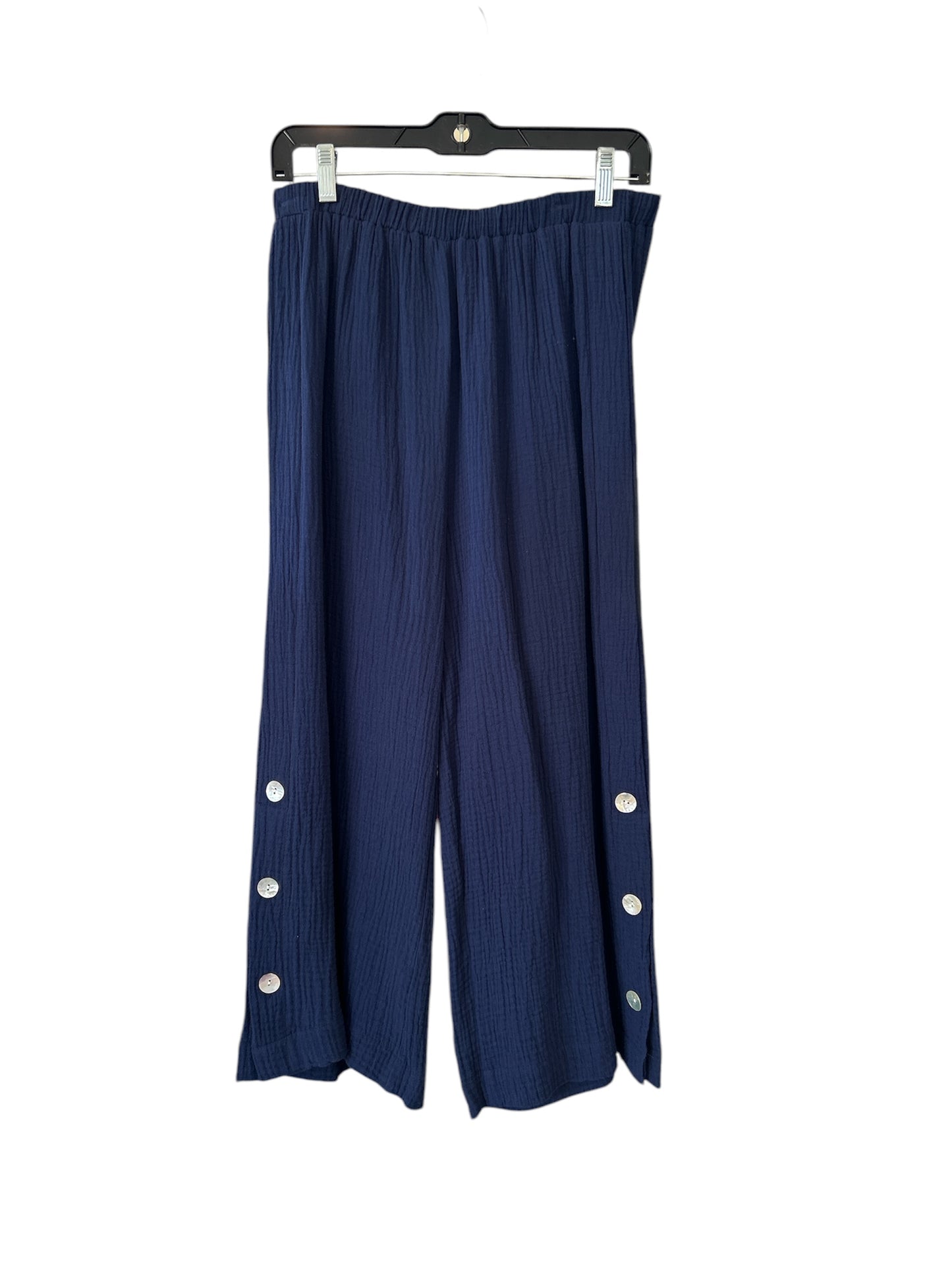 Toofan | Button Detail Gauze Capri | Navy