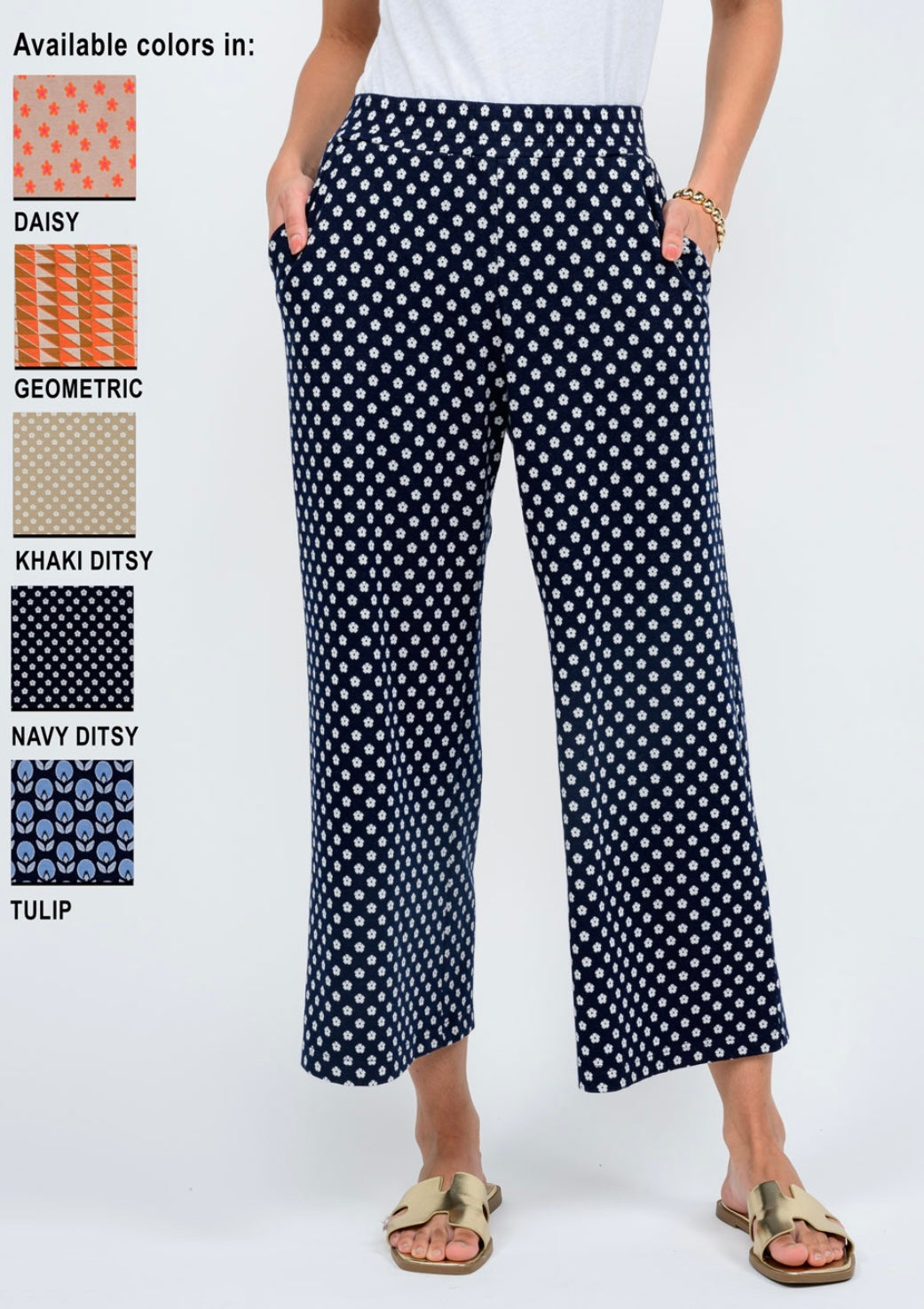Ivy Jane Ponte Knit Pant | Navy Ditsy