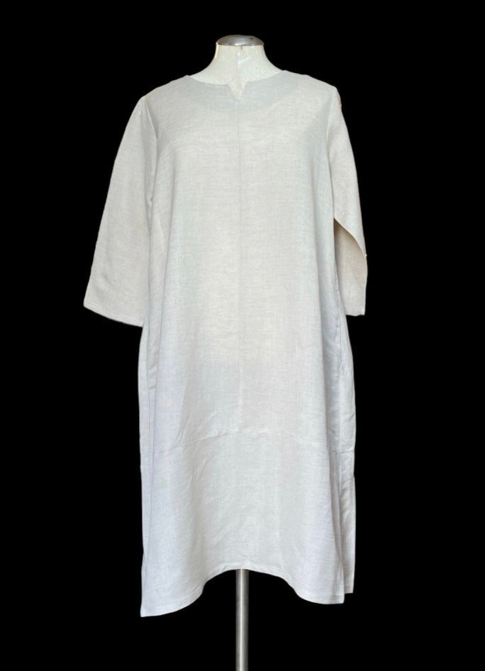 Toofan | A Line Panel Linen Dress | Khaki | L595-KH