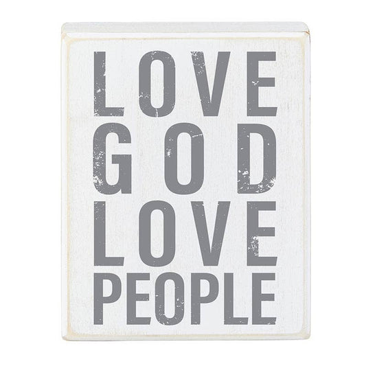 Faithworks | Box Sign - Love God, Love People - 4 x 5"