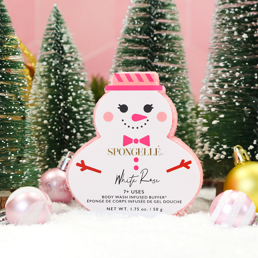 Spongelle | White Rose Snowman Holiday Buffer 