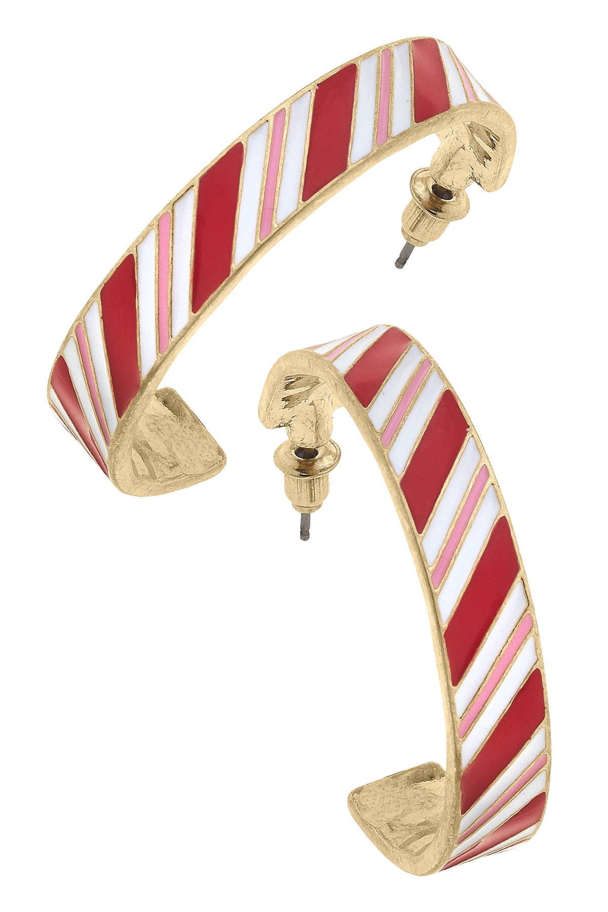 Canvas Style | Candy Cane Lane Enamel Hoop Earrings