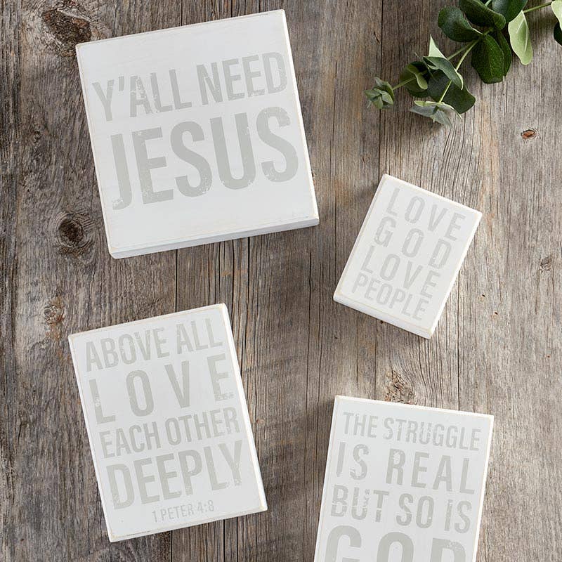 Faithworks | Box Sign - The Struggle Is Real But So Is God - 6 x 8"