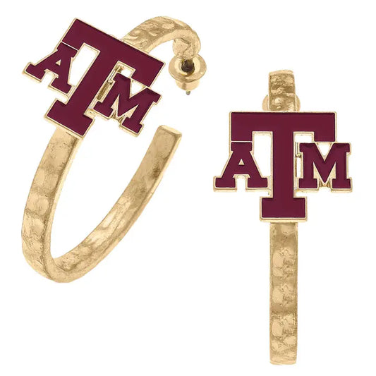 Canvas Style | Aggie Enamel Logo Hoop Earrings