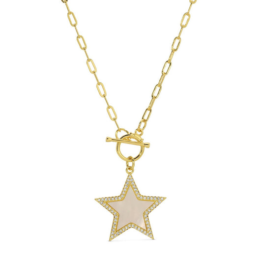 Splendid Iris | MOP Pave Star Toggle Pendant Necklace