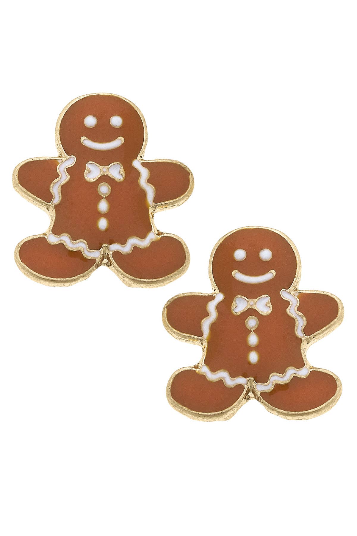 Canvas Style | Gingerbread Men Enamel Stud Earrings in Brown