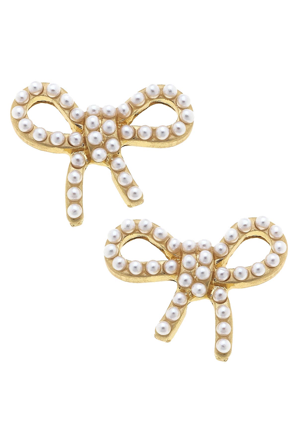 Canvas Style | Mariah Pearl Studded Bow Stud Earrings in Ivory