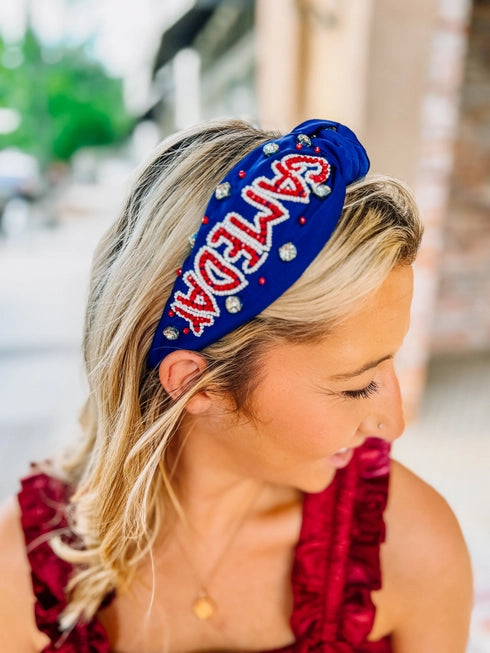 Caroline Hill | Gameday Headband | Navy/Red