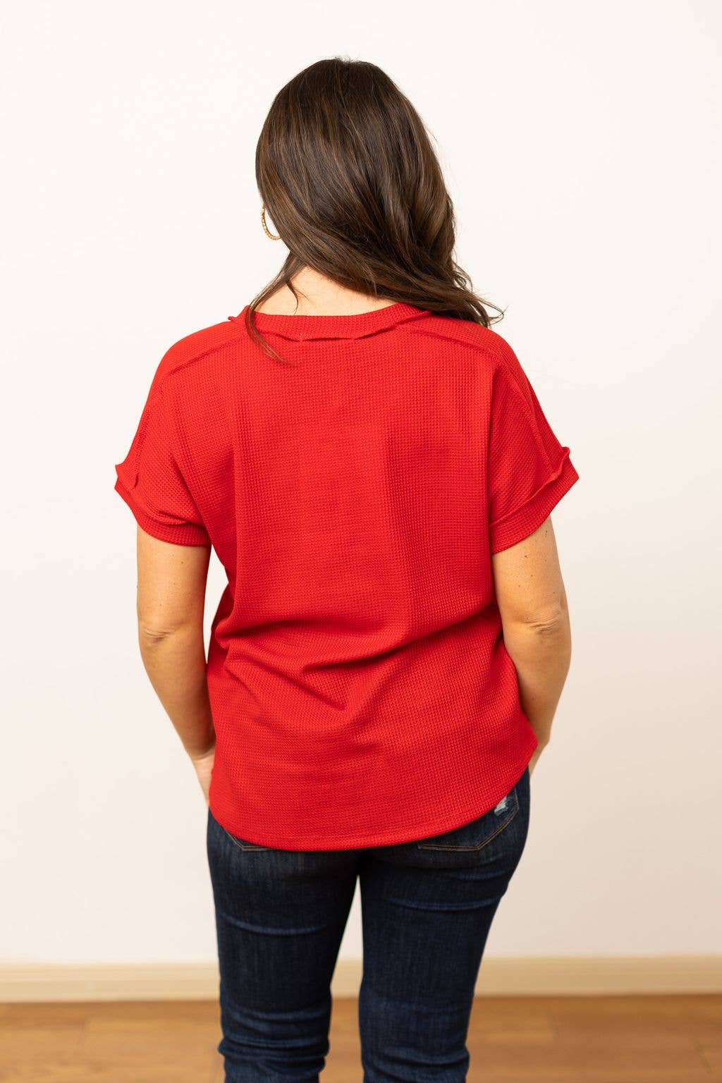 Southern Grace | Lucy Red Waffle Knit Top