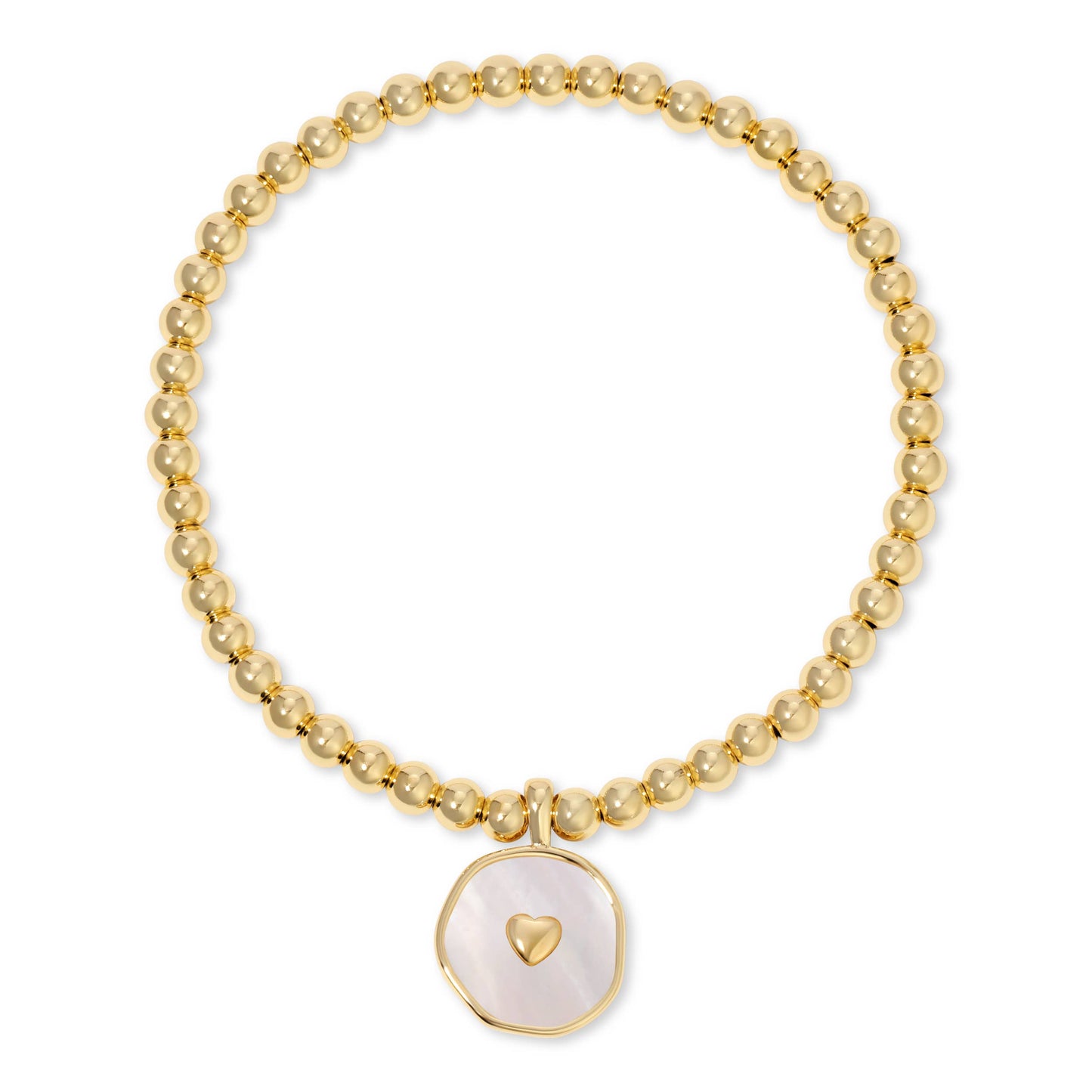 Splendid Iris | Heart Accented Shell Charm Stretch Bracelet