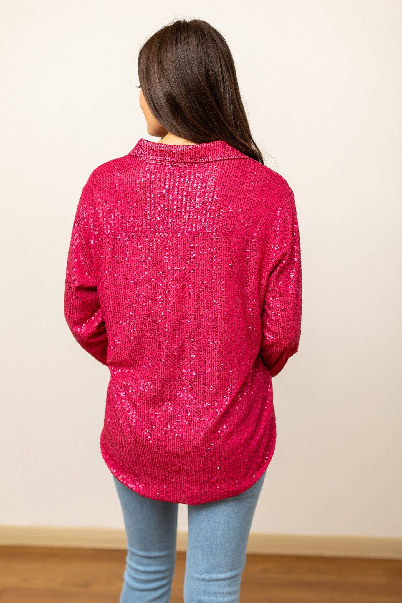 Southern Grace | Kathryn Hot Pink Sequin Button Down