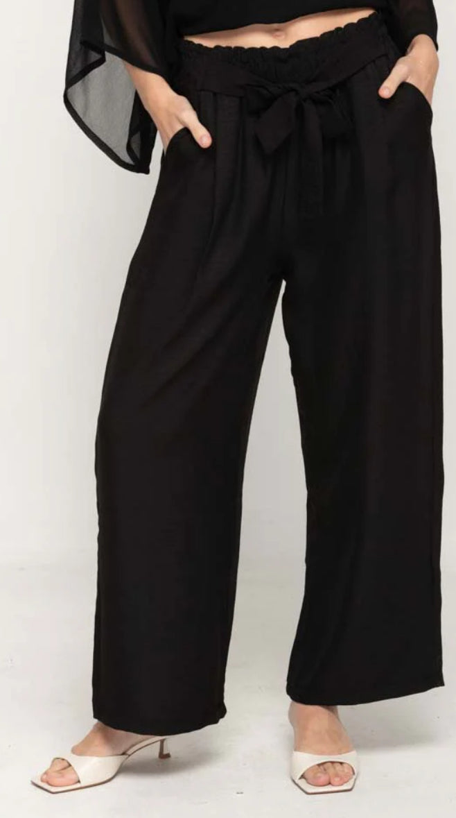 Nikky| Wide Leg Tie Waist Trouser Pant