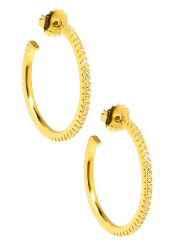 Zenzii | Brass Based Pave Hoop Earrings 35 mm | Various