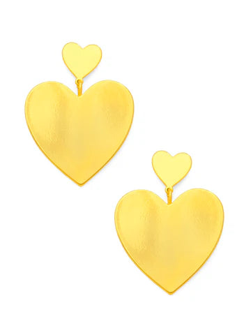 Zenzii | Flat Metal Double Heart Earring | Various