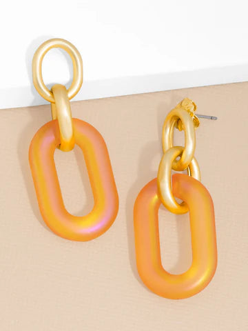 Zenzii | Resin Oval Link Earring | Orange