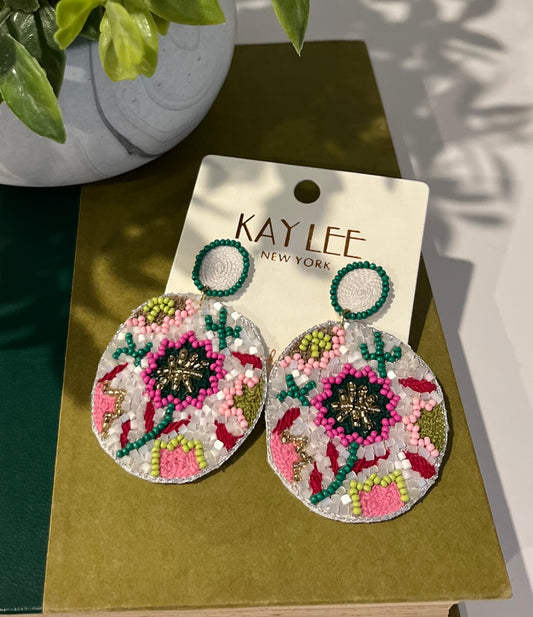 Kaylee | Beaded Oval Earrings