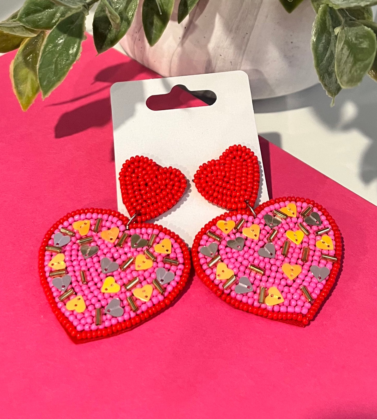 OBX Prep | Beaded Confetti Heart Earrings