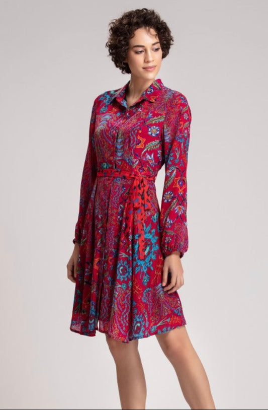 Benares | Martell Midi Dress | Wine Print