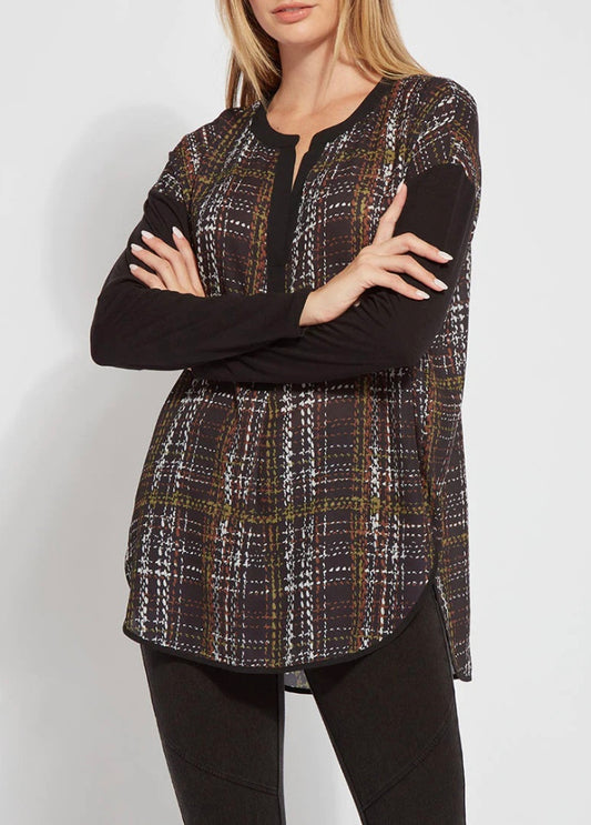 Lysse | Emily Mix Media Top | Mineral Plaid | 23-3070-M3