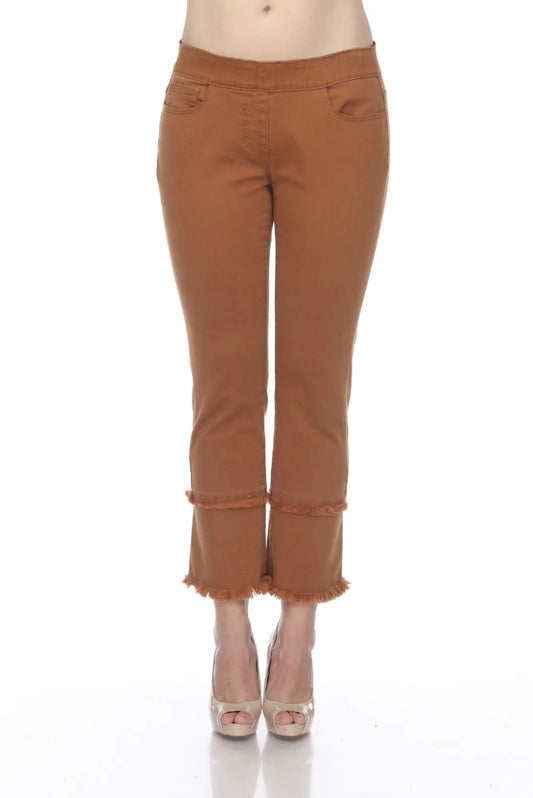 AZI | Amanda | Crop Pull On Jean | Camel | Z12137