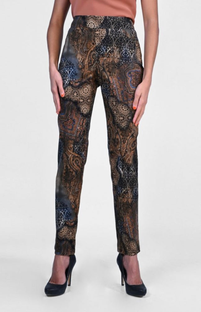 Frank Lyman | 223628 | Straight Leg Woven Pant | Black/Blue