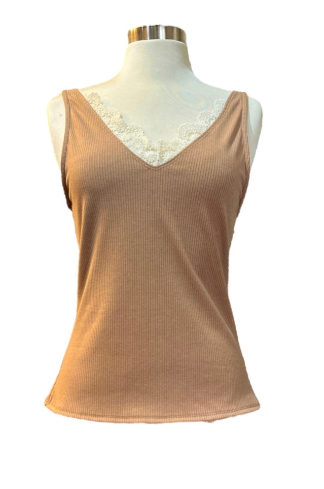 KP | Rose Ribbed Cami | Camel | 21869