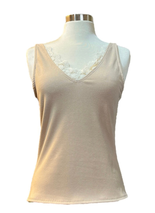 KP | Rose Ribbed Cami | Sand | 21869