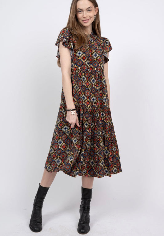 Uncle Frank | Granny Squared Dress | Black Multi | 72517