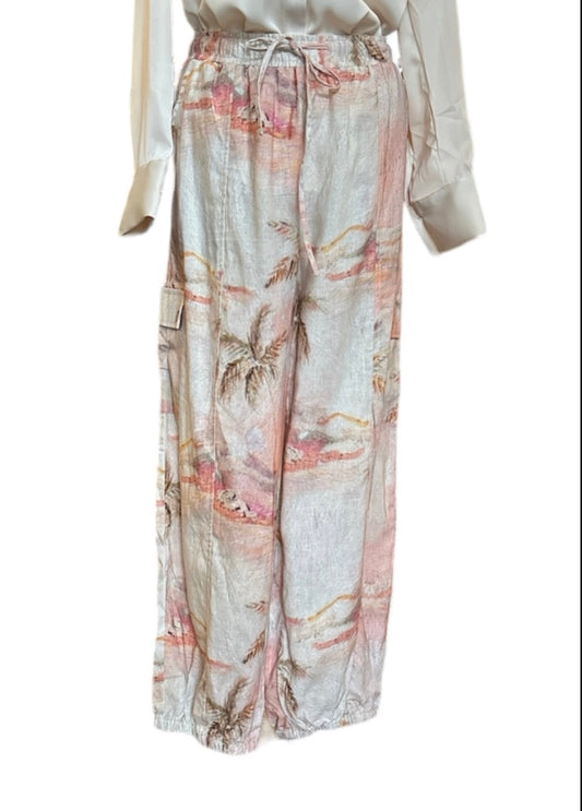 Rachel Zoe | Pastel Design Boho Pant | M | Peach/Pink