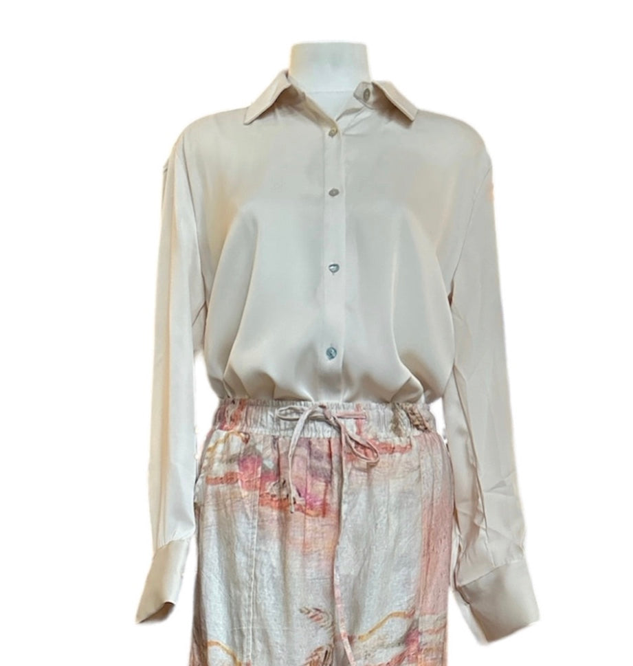 Rachel Zoe | Satin Button Down Top | Champagne