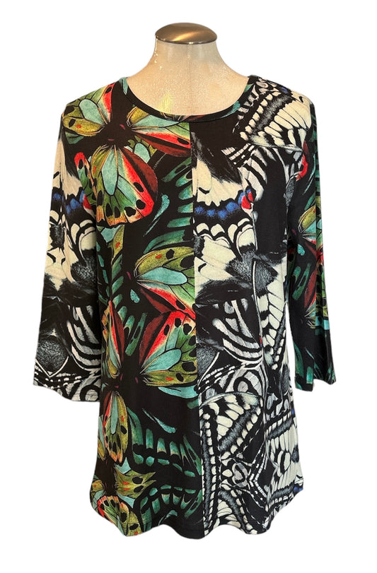 ClothesHead | Butterfly Print 3/4 Sleeve Knit Top | Green | 1FA541142U.601