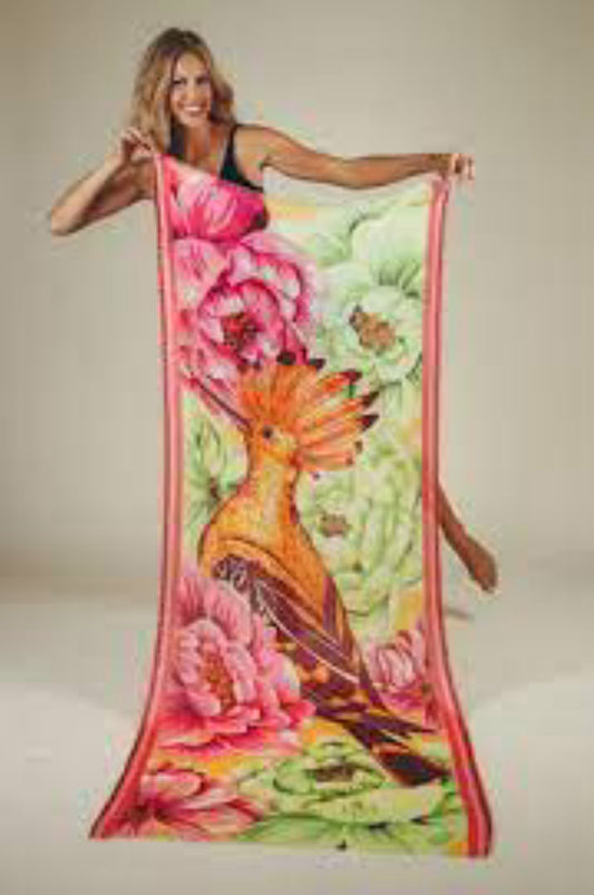 Powder Design | Luxury Modal Print Scarf | Tangerine Bird of Paradise | MPS1