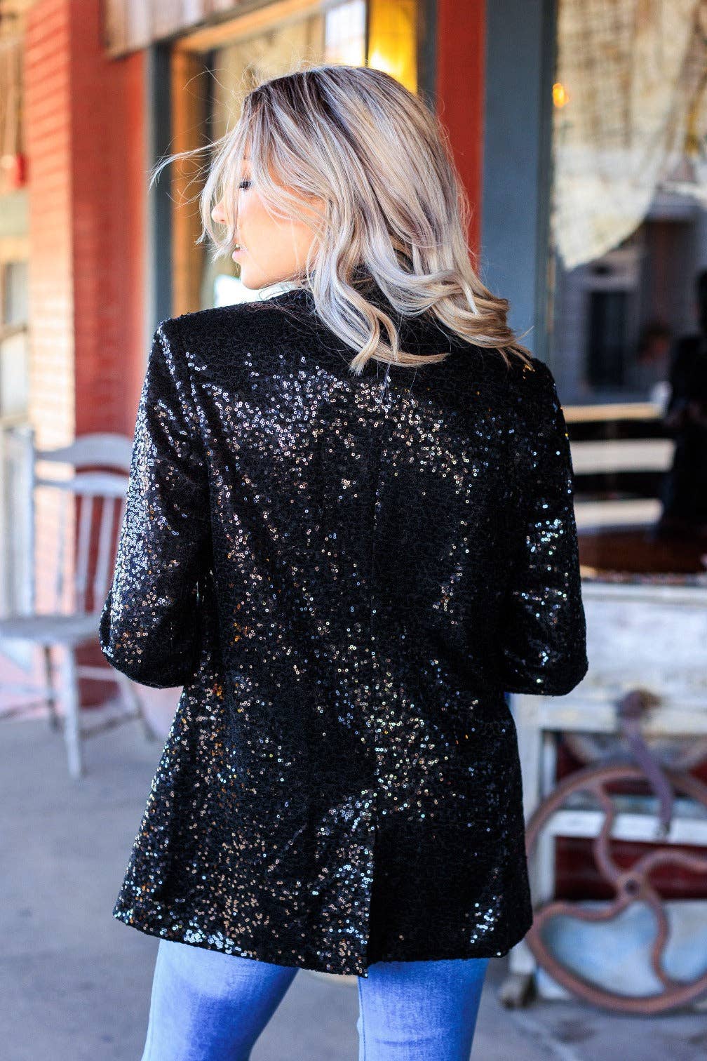 Southern Grace | Sequin Blazer in Black