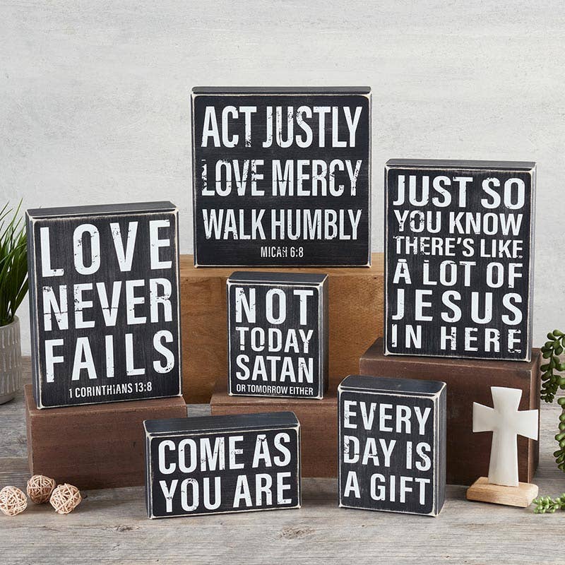 Faithworks | Box Sign - Act Justly Love Mercy Walk Humbly - 8" SQ