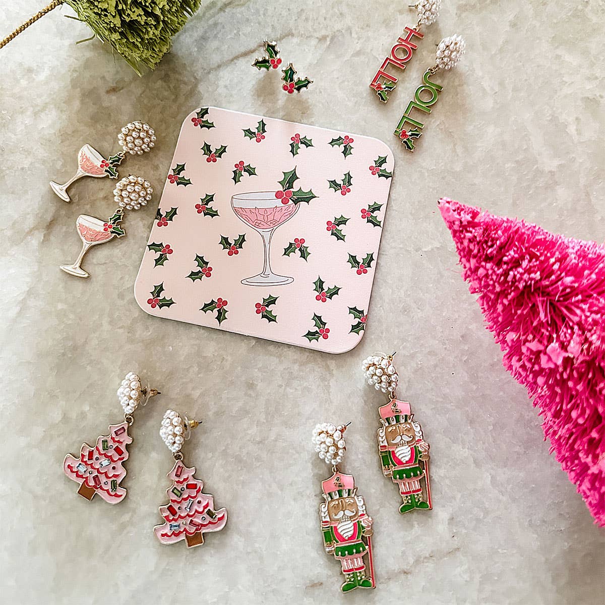 Canvas Style | Holly Jolly Enamel Earrings in Fuchsia & Green