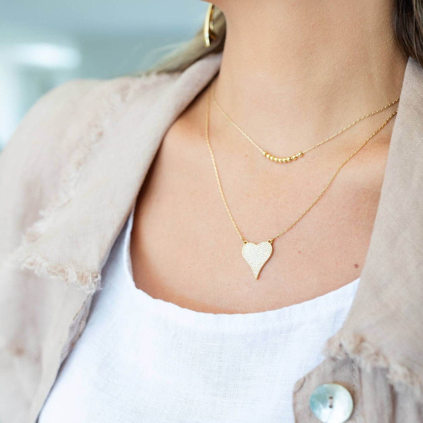 Splendid Iris | Pave Heart Necklace