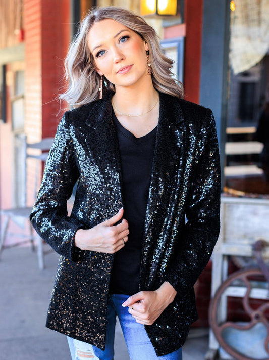 Southern Grace | Sequin Blazer in Black