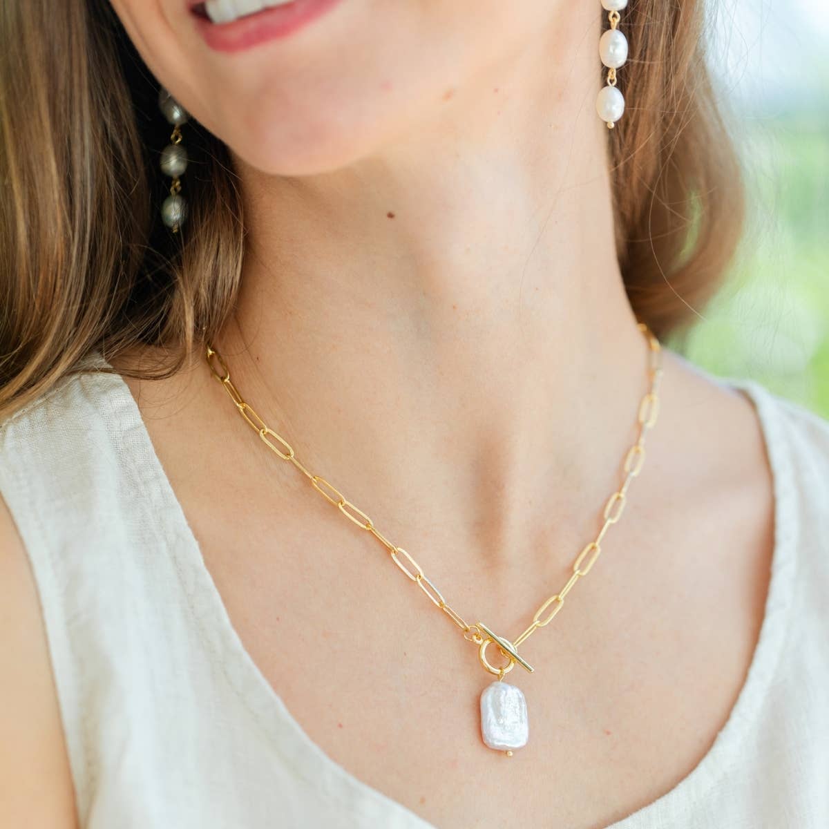 Splendid Iris | Baroque Pearl Toggle Necklace