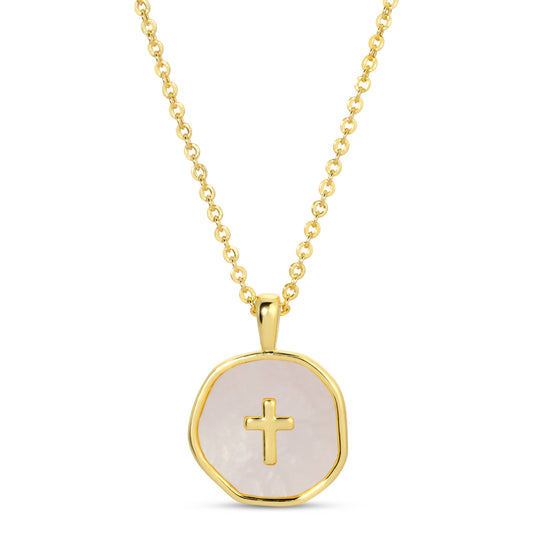 Splendid Iris | Shell with Cross Pendant Necklace