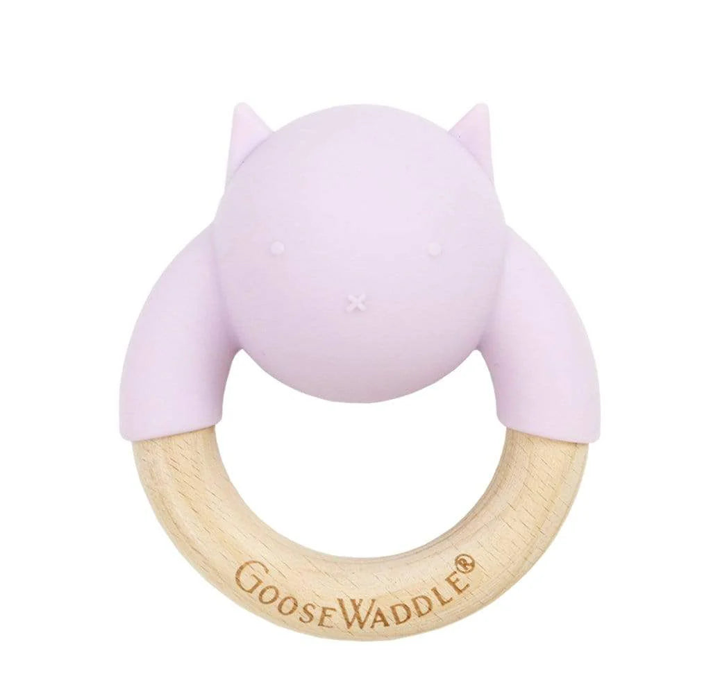 GooseWaddle | Silicon and Wood Teething Rattle | Various