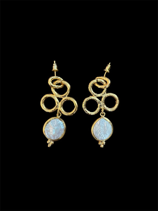 IKAT Jewelry | Turkish Gold Mother of Pearl Earrings